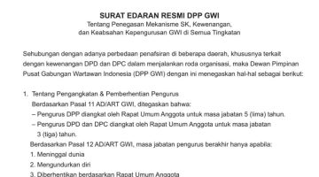 Ketua DPD GWI Riau Minta DPP Cabut Surat Edaran Nomor 023/DPP-GWI/VIII/2025